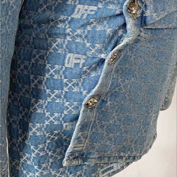 Off-White Monogram Twist Long Sleeve Denim Minidress size 40/ US size 6 - Picture 15 of 16